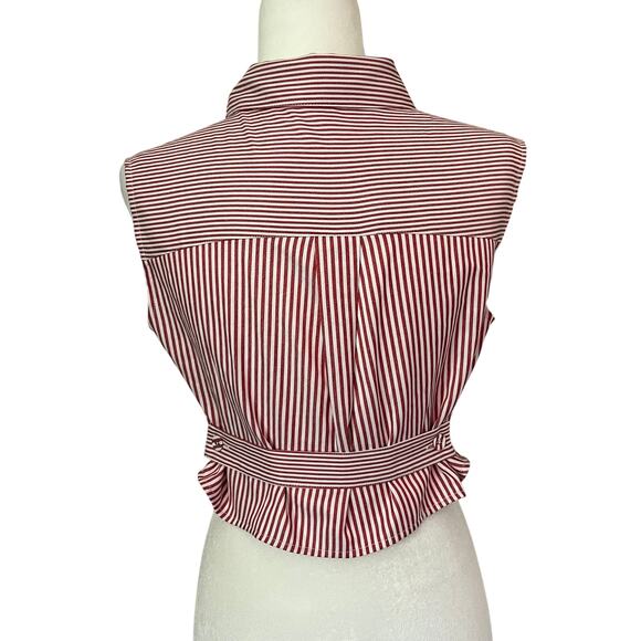 Torn By Ronny Kobo red Pinstripe Cropped Top NEW - Picture 2 of 8